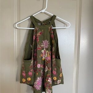 Free People Olive Floral Halter Top